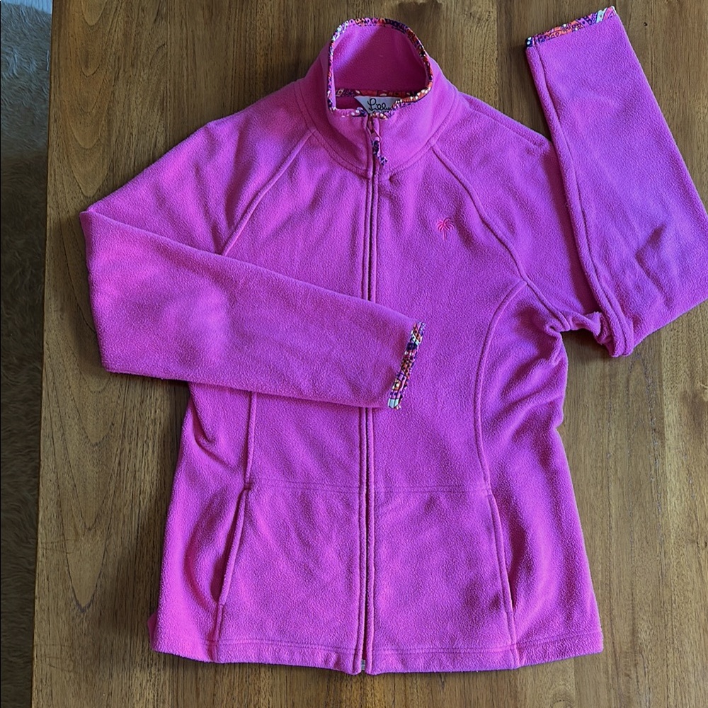Lilly Pulitzer Zip Front Fleece Jacket. Pink. Size L.